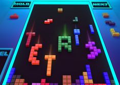 an image of a game that is playing on the nintendo switch console with colorful blocks