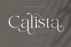 the word calistaa is written in white on a gray background with black and white lettering