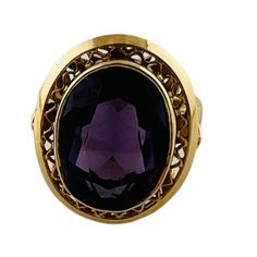 18k Yellow Gold Lab Created Oval Purple Sapphire Ring This Beautiful Ring Is Set In 18k Yellow Gold. The Center Stone Is An Oval Faceted Lab Created Purple Sapphire Bezel Set. Size 7.25 - 7.5 Shank Is Approx. 2mm Front Of Ring Is 20.6 X 18.8 X 9.0 Mm 8.1g / 5.2 Dwt Stamped 750 Very Good Preowned Condition. Just Polished By Our Jeweler. Will Be Shipped Priority Mail With Insurance In A Gift Box. Ad10292023/17kcs Jagi Id 10/16/23 Purple Sapphire Ring, Purple Sapphire, Beautiful Ring, Ring Size 7, Womens Jewelry Rings, Bezel Setting, Purple Gold, Estate Jewelry, Priority Mail