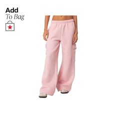 in stock Mid-rise Bottoms With Side Pockets For Loungewear, Casual Pink Mid-rise Cargo Pants, Casual Mid-rise Pink Cargo Pants, Mid-rise Sweatpants With Pockets For Loungewear, Relaxed Fit Mid-rise Sweatpants With Pockets, Pink Mid-rise Pants With Cargo Pockets, Pink Mid-rise Bottoms With Cargo Pockets, Pink Wide-leg Sweatpants With Pockets, Pink Sweatpants With Pockets, Wide Leg