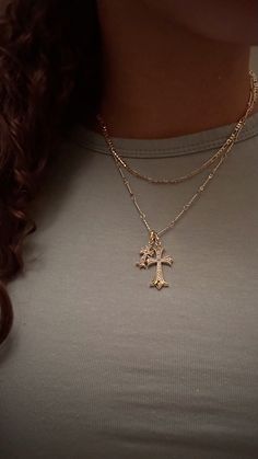 double cross me necklace Evry Jewels Cross Necklace, 14th Birthday Wishlist, 16 Birthday Wishlist, Cute Cross Necklace, Cross Necklace Aesthetic, Double Cross Necklace, Teenager Birthday Gifts, 2025 Prayer, Christian Cross Necklace