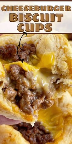 the cheeseburger biscuit cups are stuffed with ground beef and melted cheese