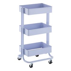 a three tiered cart with two drawers on the bottom and one drawer in the middle