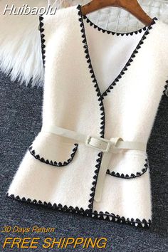 Huibaolu Vintage Turn-down Collar With Belt Sleeveless Vest Loose Women's Jacket Coat Korean Fashion Jackets For Women Winter 2023 – huibaolu Fur Vest Women, Sweater Vest Jacket, Woolen Sweater, Woolen Sweaters, Top Shirt Women, Sleeveless Vest, Jacket Women, Jacket Style, Sweater Vest