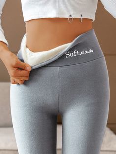 An exclusive offer for you——Affordable prices at Lilicloth.com store, SPU: 1W6OPA9U6FAE, Color: Gray Black Deep Gray Brown Dark Blue, Elasticity:High Elasticity, Pattern:Text Letters. Fleece Pants Women, Thermo Leggings, Mid Waist Pants, Thermal Leggings, Warm Pants, Warm Leggings, Fleece Leggings, Winter Leggings, Legging Sport