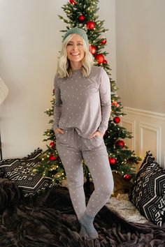 Pine PJ Set-Grey Pine Tree Pattern, Winter Pajamas Women, Winter Pajamas, Cozy Holiday, Closet Inspiration, Tree Pattern, Kids Set, Matching Pajamas, Tree Patterns