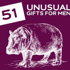 the cover of 51 unusual gifts for men, with an image of a hippocer