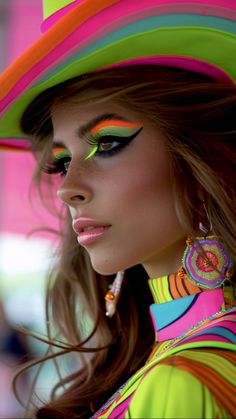 Glow In The Dark Makeup Ideas, Rave Face Paint, Make Up Yeux, Neon Photoshoot, Festival Themed Party, Neon Makeup, Unicorn Makeup, Pride Makeup, Avant Garde Hair