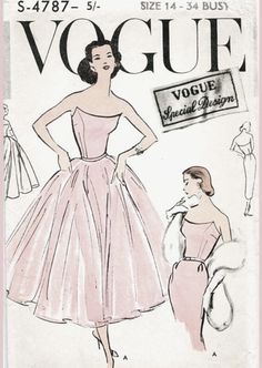 40s Wedding Dresses, 1950s Ball Gown, Evening Dress Patterns, Vogue Vintage, Strapless Bustier, Fashion Magazine Cover, Pink Posters, Vogue Covers, Couture Vintage