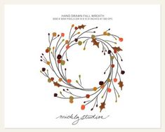 a card with an autumn wreath on it