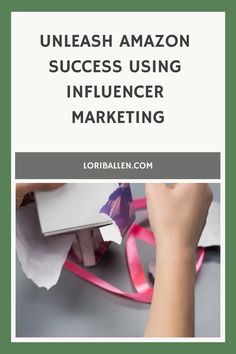 someone is using pink ribbon to make an origami - like object with the words unleash amazon success using inflencer marketing