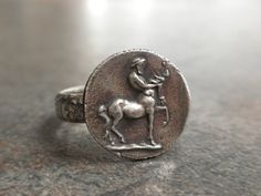 Centaur Chiron Mythology Jewelry Silver Signet Ring by Serrelynda Chiron Mythology, Luxury Silver Mythological Jewelry, Greek Mythology Centaur, Cerberus Jewelry, Centaur Sculpture, Centaur Statue, The Centaur, Mythology Jewelry, Mythical Beasts