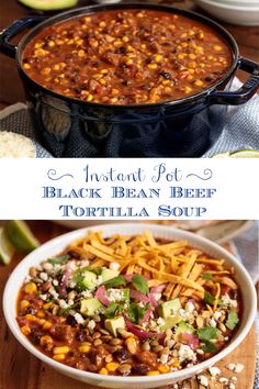 an image of black bean beef tortilla soup