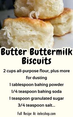 two buttermilk biscuits are stacked on top of each other with the words buttermilk biscuits below it