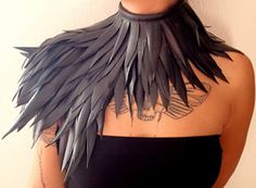 BEST SELLER of the HALLOWEEN Month! Feather collar made of recycled inner tube is our best selling accessory in the USA!!  https://www.etsy.com/listing/181219653/collar-handmade-with-short-feathers-of?ref=pr_shop www.maisonrode.com 파티 드레스, Body Adornment, Chain Maille, Neck Piece, Play Dress, Fantasy Fashion, Burning Man, Yohji Yamamoto, Tahiti