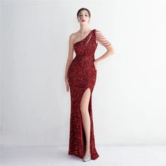 Slim One Shoulder Long Party Evening Dress Slim Mermaid Dress – Dresslittly Dress Pose, Dress Slim, 2 Ingredients, Mermaid Dress, One Word, Types Of Collars, Skirt Length, Evening Dress, Evening Dresses