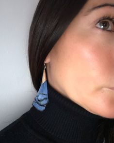 Fun and delicate blue with black accent Feather Drop Gold Earrings Size : 0.7" X 2.25" long Fish Hook earrings - Rhodium Plated Drop Gold Earrings, Blue Feather, Fish Hook Earrings, Black Feathers, Feather Earrings, Black Accents, Gold Drop Earrings, Fish Hook, Hook Earrings