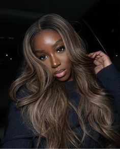 Chocolate Hair Color, Dark Skin Blonde Hair, Hair Color For Dark Skin, Rambut Brunette, Color For Black Hair, Girl Hair Colors, Chocolate Brown Hair Color, Hair Color Chocolate