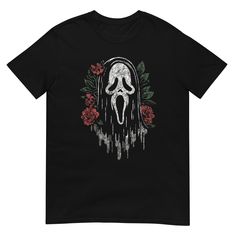 Mix horror with a touch of elegance in this Ghost Face long sleeve tee! Featuring the iconic mask from Scream surrounded by flowers, this design combines chilling vibes with a surprisingly soft aesthetic. Perfect for horror fans who appreciate a unique twist, this shirt lets you show love for the classic slasher with a stylish floral flair. You've now found the staple t-shirt of your wardrobe. It's made of 100% ring-spun cotton and is soft and comfy. The double stitching on the neckline and sleeves add more durability to what is sure to be a favorite!   * 100% ring-spun cotton * Sport Grey is 90% ring-spun cotton, 10% polyester * Dark Heather is 65% polyester, 35% cotton * 4.5 oz/yd² (153 g/m²) * Shoulder-to-shoulder taping * Quarter-turned to avoid crease down the center * Blank product s Ghostface Shirt, Chilling Vibes, Ghost Face, Show Love, The Double, Shirt Price, Scream, Long Sleeve Tee, Favorite Outfit