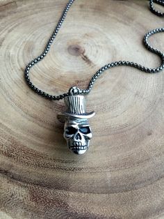 "3D Human skull head , stainless steel pendant , on a black chain .  One of a kind , I have made only one piece.  GIves an edgy look to any outfit .  Length :24  inch, pendant size :2 inch Need a different length just write it to me in the \"message to the seller\" box of the order form. **LIMITED SUPPLY** All of our jewelry comes wrapped and ready for gift giving! To see more, please visit my shop at http://www.etsy.com/ca/shop/BadassjewelryToronto" Pirate Necklace, Jewelry Gothic, Lapis Lazuli Jewelry, Necklace Mens, Biker Jewelry, Jewelry Mens, Mens Necklace, Lapis Lazuli Necklace, Chakra Necklace