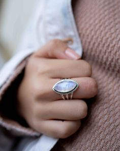 Cathy Ring ~Moonstone ~ Sterling Silver 925 ~ MR288 Ring Moonstone, Moonstone Ring Sterling Silver, Ring Marquise, Yellow Diamond Rings, Women Ring, Moonstone Ring, Sterling Ring, 925 Sterling Silver Ring, Handmade Ring