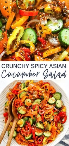 Enjoy this flavor-packed Asian cucumber salad with mini bell peppers as a refreshing snack or side dish. It can be made in 10 minutes, and is so simple but incredibly healthy and delicious! Healthy Summer Salad Recipes Dinners, Mini Cucumber And Pepper Salad, Bbq Salads Side Dishes Healthy, Asian Cumcuber Salad, Small Side Dishes, Chilli Cucumber Salad, Viral Pepper And Cucumber Salad, Peppers And Cucumber Salad, Refreshing Snacks For Summer