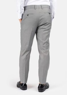 Look your best in custom made Light Grey Twill pants. Crafted from a light grey twill fabric, this professional classic is designed to flatter and enhance any look. A timeless wardrobe staple, it's sure to be a reliable go-to item. Tailored Gray Tapered Leg Bottoms, Semi-formal Gray Tapered Leg Pants, Gray Slim Fit Dress Pants With Tapered Leg, Gray Slim Fit Tapered Leg Dress Pants, Gray Fitted Tapered Leg Pants, Gray Flat Front Pants For Business Casual, Gray Straight Pants For Semi-formal Occasions, Classic Gray Slim Fit Bottoms, Classic Fitted Gray Pants