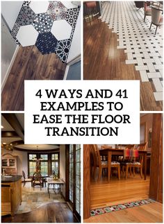 ways and 26 examples to ease the floor transition cover Wooden Floor Transition To Tiles, Laminate And Tile Flooring Together, Two Different Wood Floors Transitioning Kitchen, Wooden Floor To Tiles Transition, Tiled Kitchen Wooden Living Room, Tile That Looks Good Next To Wood Floors, Blending Tile And Wood Flooring, Wood And Tiled Kitchen Floor, Kitchen With Different Flooring