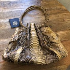 Chiocciola Genuine Python-Skin Handbag. Condition Is New With Tags. (The Keychain On The Bag Is Removable). Luxury Hobo Bag With Magnetic Closure, Luxury Hobo Bag With Magnetic Closure In Satchel Shape, Luxury Hobo Bag Satchel With Magnetic Closure, Luxury Bags With Magnetic Closure For On-the-go, Python Bags, Betsey Johnson Purses, Python Skin, Studded Bag, Quilted Purses