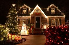 a house with christmas lights and decorations on it