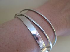 Artisan Trio of Connected Silver Bangle Bracelets  Size: 7.5 Silver Bangle Bracelets, Silver Bangle, Silver Bangles, Bracelet Sizes, Venice, Bangle Bracelets, Jewelry Bracelets, Bangles, Size 7