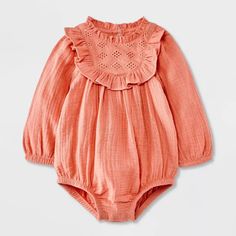 Baby Girls' Gauze Romper - Cat & Jack™ Dark Pink Newborn : Target Baby Girl Boho Outfits, Long Sleeve Bubble Romper For Summer Playwear, Summer Long Sleeve Bubble Romper For Playwear, Cotton Onesie For Spring, Spring Playtime Bodysuit, Spring Long Sleeve Ruffled Onesie, Cotton Ruffle Onesie For Playwear, Cotton Onesie With Ruffles For Playwear, Pink Cotton Onesie For Spring