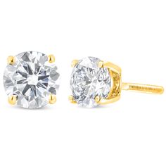 Two gorgeous near-colorless white diamonds sit in a prong setting on these sparkling stud earrings. Crafted in solid 10k gold, these diamond stud earrings feature a high polish finish. These stunning gold earrings feature round brilliant-cut diamonds, and the timeless four-prong settings are sure to keep the gemstones in place. These simple stud style earrings are subtle enough for casual affairs but sparkle in formal settings as well. Coordinate these earrings with your favorite diamond necklac Stud Style, Colorless Diamond, Jewelry Essentials, Diamond Stud Earrings, Diamond Stud, Pendant Bracelet, White Diamonds, Round Brilliant Cut Diamond, Diamond Earrings Studs