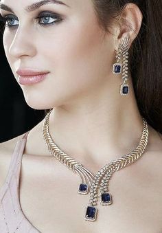 Bridal Diamond Necklace, Diamond Earrings Design