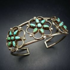 "VINTAGE TURQUOISE BRACELET DESCRIPTION: This sweet vintage bracelet will be a cherished addition to your collection of fine vintage Southwestern and Native American jewelry. MEASUREMENTS: Interior of the cuff measures 5 3/4\" with an additional 1 1/8\" slightly adjustable gap. Total circumference: 6 7/8\" Measures 2 3/8\" straight across the widest part (from wrist bone to wrist bone) Bracelet face measures 7/8\" wide (the face of the bracelet, north to south) WEIGHT: 27.3 grams SIGNED: no STER Vintage Turquoise Jewelry, Turquoise Stone Jewelry, Bone Bracelet, Bones Bracelet, Vintage Native American Jewelry, Turquoise Jewelry Native American, Cowgirl Jewelry, Turquoise Bracelet Cuff, Turquoise Cuff