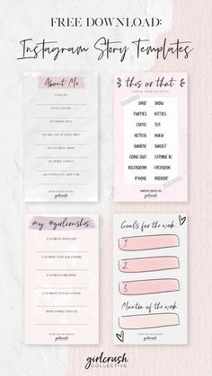 the free printable instagramtion story templates are perfect for any girl in your life