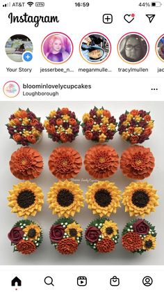 an instagram page with sunflowers and flowers on it