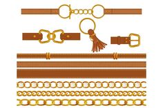 a set of different types of belts and chains