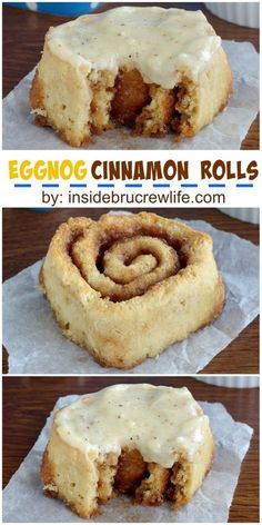 cinnamon rolls with icing on top and in the middle