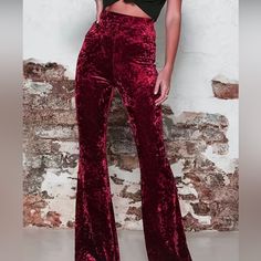 Nwt Boutique Stretch Pants - So Comfortable And So Stylish For Your Next Holiday Party ! 95% Polyester 5 % Spandex All Orders Ship In 5-7 Business Days! Burgundy Wide Leg Pants For Party, High Waist Burgundy Wide Leg Pants For Fall, Burgundy High Waist Wide Leg Pants For Fall, Chic Burgundy Pants For Party, Fitted Burgundy Pants For Party, Burgundy Fitted Pants For Parties, Chic Burgundy Party Pants, Retro Wide Leg Bottoms For Night Out, Non-stretch High Waist Burgundy Pants