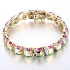 Luxury Multi-stone Gold Bracelet, Luxury Multicolor Gold Bracelet, Luxury Gold Diamond Bracelet With Gemstones, Luxury Yellow Gold Multi-stone Bracelets, Luxury Yellow Gold Bracelets With Stones, Gold Multi-stone Diamond Bracelet, Luxury Multicolor Gold Bracelet As A Gift, Luxury Multicolor Gold Bracelet As Gift, Luxury Multicolor Gold Bracelet For Gift