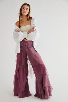 Fairy Chiffon Pants Printed Blouses, Chiffon Pants, Fairy Clothes, Lace Pants, Boho Pants, Flowy Pants, Boho Clothing, Boho Outfits, Fashion Inspo Outfits