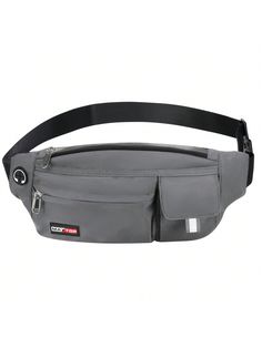 Dark Grey Casual,Sporty,Unisex,Funky,Fashionable Collar  Polyester Plain  Embellished   Women Bags Jogging Workout, Running Waist Pack, Travel Money Belt, Waist Bag Women, Money Belt, Running Belt, Travel Money, Belt Pouch, Fitness Activities