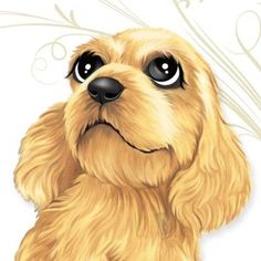 a drawing of a dog with big eyes