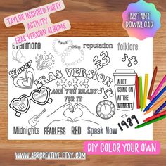 a coloring page with the words valentine's day and other things to color on it