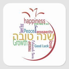 the word happiness in different languages on a white square sticker with an apple shape