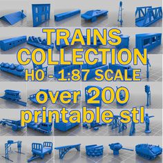 the train collection is shown in blue and yellow