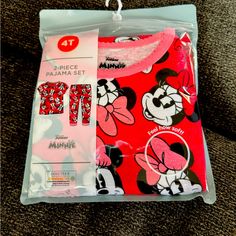 Disney Minnie 2 Piece Pajamas. One Size 4t And One 5t, New Never Worn. Red Cartoon Print Cotton Sleepwear, Red Cotton Sleepwear With Cartoon Print, Red Cartoon Print Sleepwear For Sleepover, Red Character Print Sleepwear For Sleepover, Red Character Print Loungewear Sets, Minnie Mouse Cotton Sleepwear For Sleepover, Minnie Mouse Cotton Sleepwear For Pajama Party, Cotton Minnie Mouse Sleepwear, Minnie Mouse Cotton Sleepwear For Loungewear