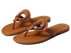 See by Chloe Hana Thong Sandal - Women's Shoes : Rust/Copper : Be it your fun day out with your mates or a casual outing with your family, the See by Chloe Hana Thong Sandals have always got you covered. Flat sandals featuring calfskin leather upper and lining. O-ring hardware with braided calfskin detailing on the vamp. Toe-post silhouette. Logo embossed on the calfskin footbed. Easy slip-on style. Treaded rubber outsole for maximum stability. Imported. Weight of footwear is based on a single i Adjustable Leather Flip Flops For Summer Outings, Casual Summer Flip Flops For Travel, See By Chloe Hana, Silhouette Logo, Fun Day, Tory Burch Miller Sandal, See By Chloe, The Vamps, Thong Sandals