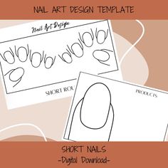 nail art design templates for short nails - digital printable files, instant download